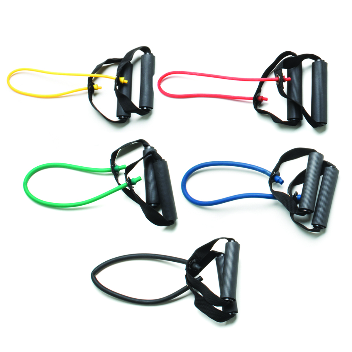 CanDo Tubing with Handles Exerciser - 18 5-piece set (1 each: yellow red green blue black)