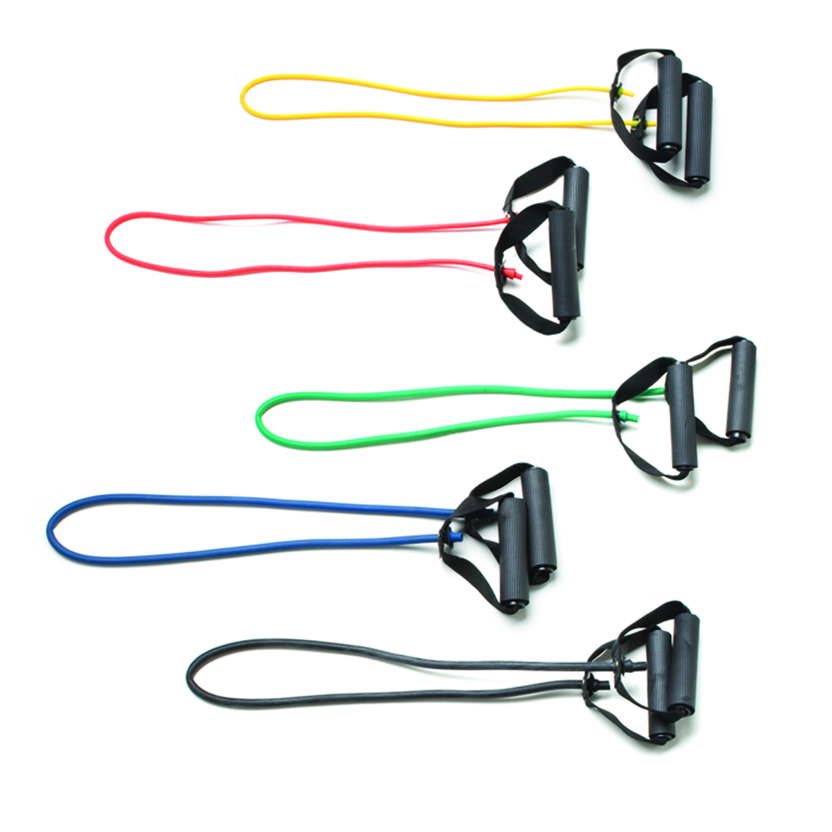 CanDo Tubing with Handles Exerciser - 36 5-piece set (1 each: yellow red green blue black)