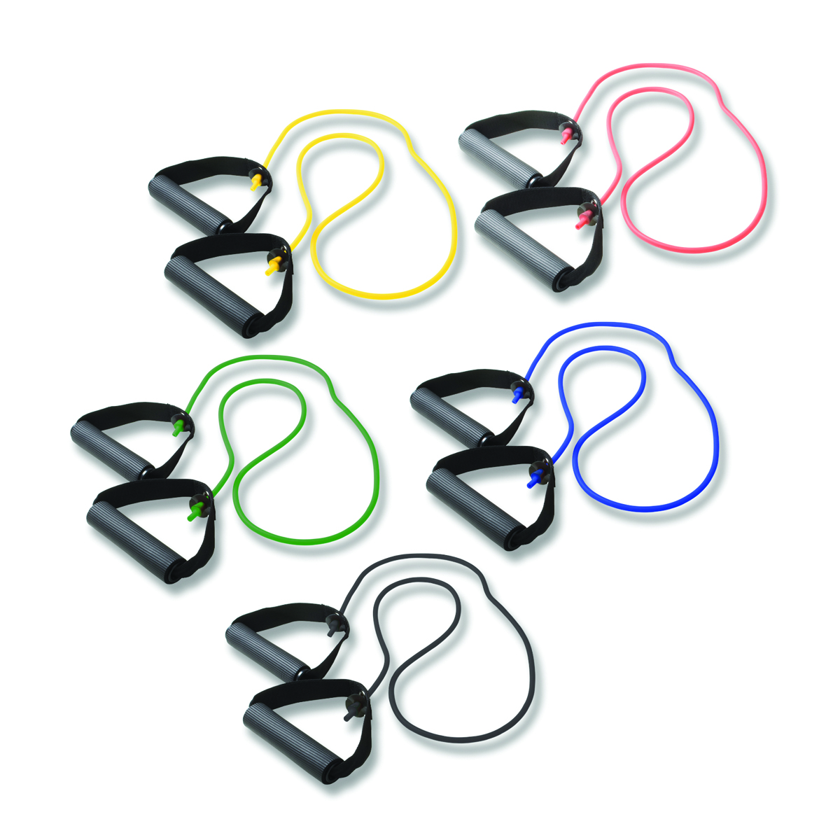 CanDo Tubing with Handles Exerciser - 48 5-piece set (1 each: yellow red green blue black)