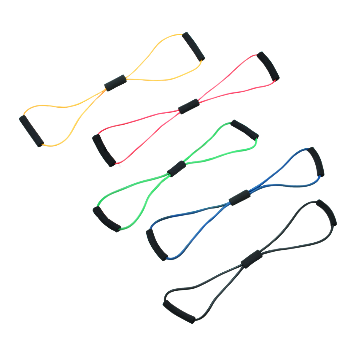 CanDo Tubing BowTie Exerciser - 30 - 5-piece set (1 each: yellow red green blue black)