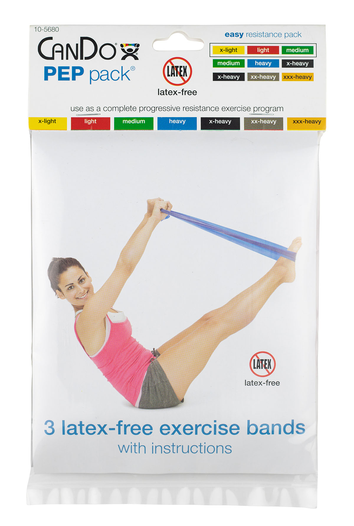 CanDo Latex-Free Exercise Band - PEP Pack - Easy (Yellow Red Green)