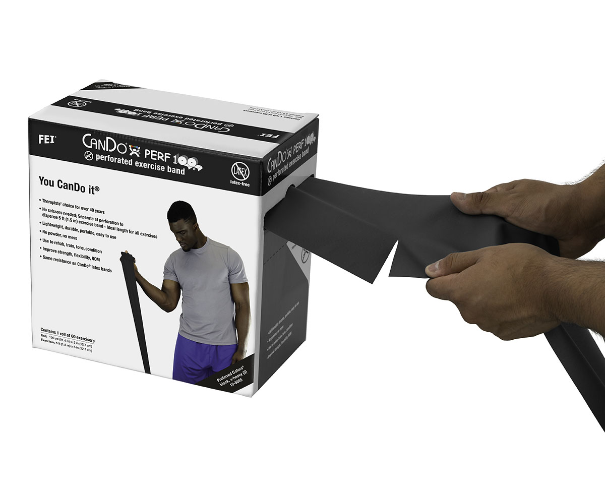 CanDo Latex Free Exercise Band - 100 yard Perf 100 roll - Black - x-heavy