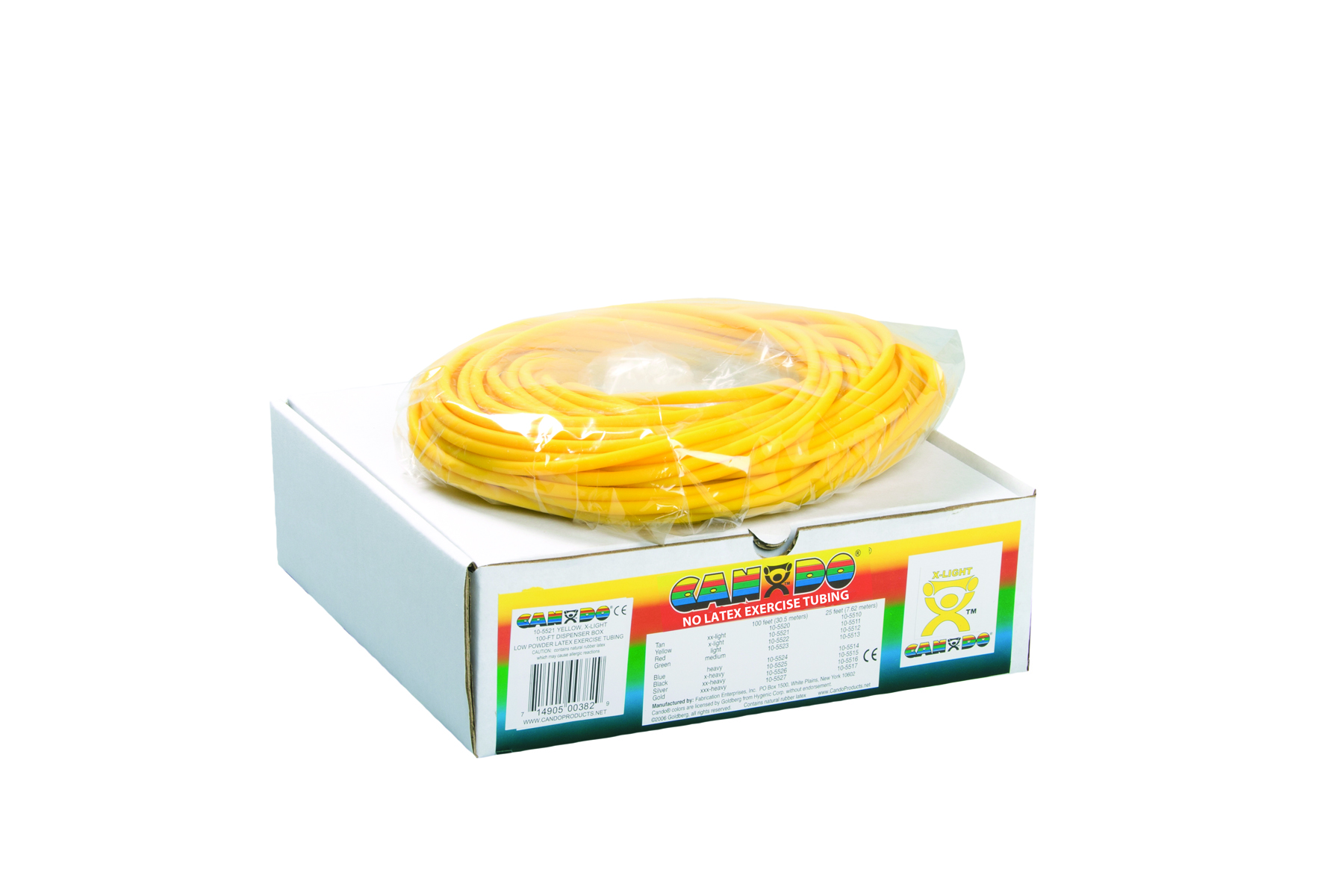 CanDo Latex Free Exercise Tubing - 100' dispenser roll - Yellow - x-light