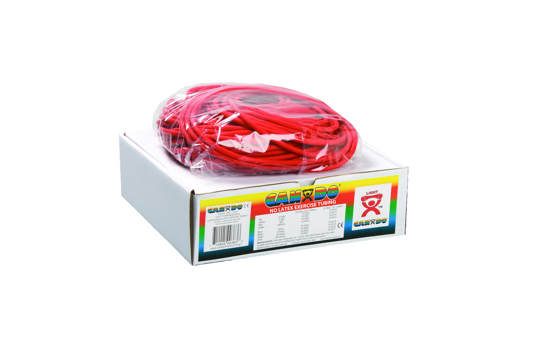 CanDo Latex Free Exercise Tubing - 100' dispenser roll - Red - light