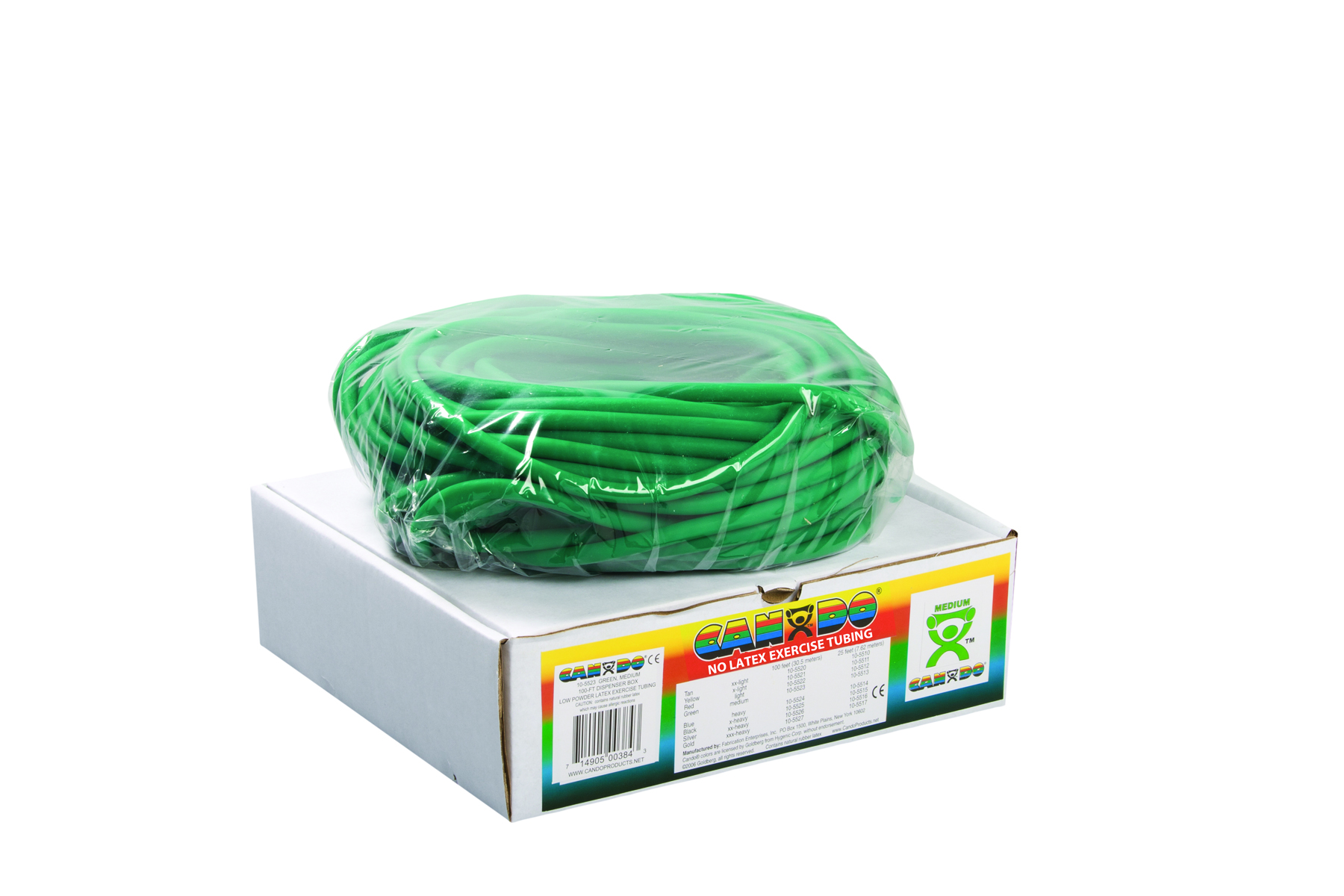CanDo Latex Free Exercise Tubing - 100' dispenser roll - Green - medium