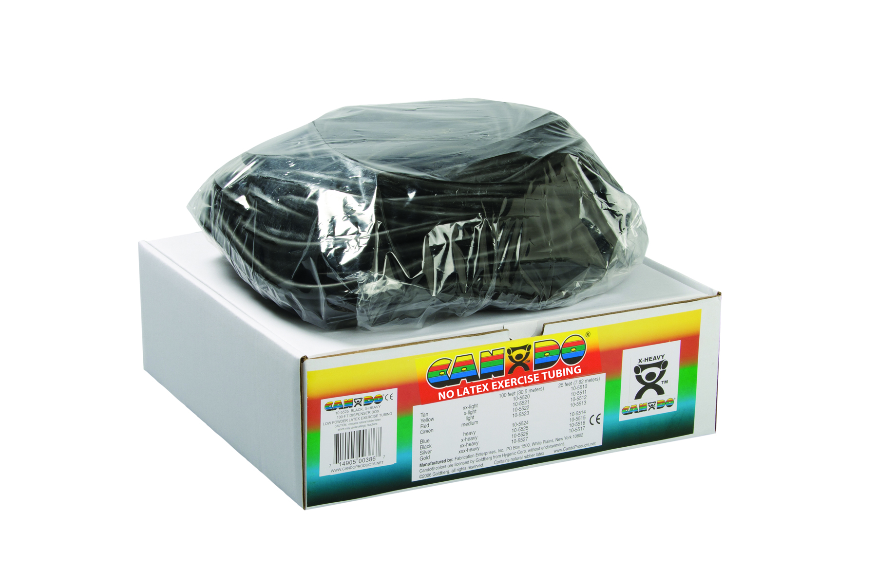 CanDo Latex Free Exercise Tubing - 100' dispenser roll - Black - x-heavy