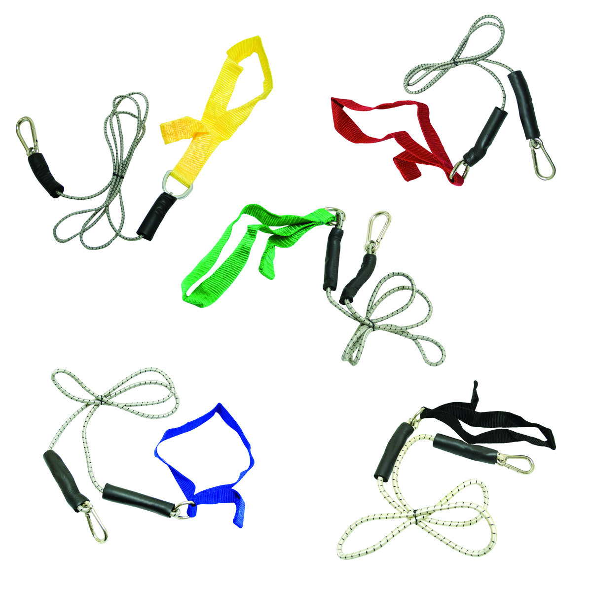 CanDo exercise bungee cord with attachments 4' set of 5 (yellow through black)