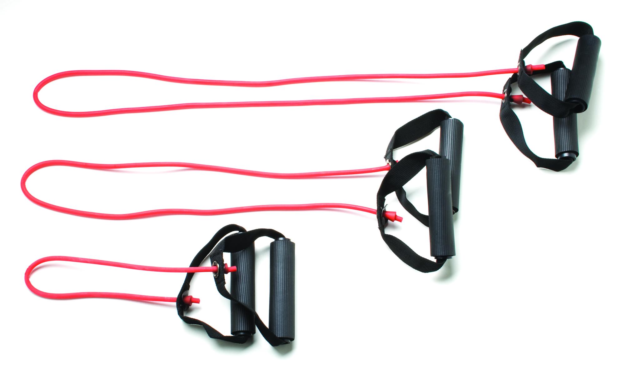 CanDo Tubing with Handles Exerciser - 3-piece full body set (18 36 48) Red light