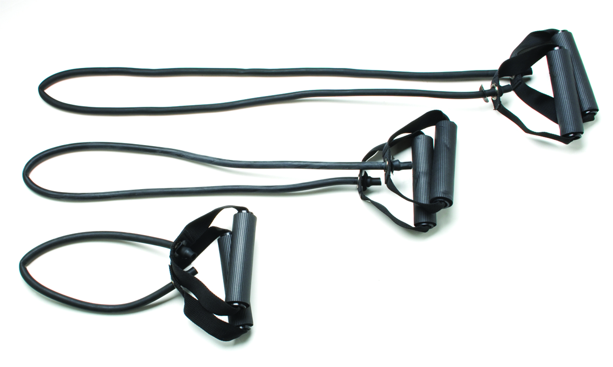 CanDo Tubing with Handles Exerciser - 3-piece full body set (18 36 48) Black x-heavy