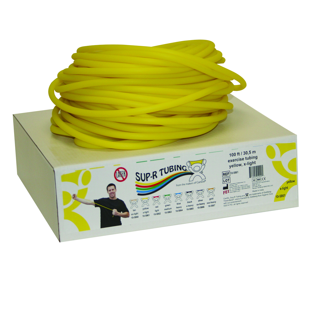 Sup-R Tubing - Latex Free Exercise Tubing - 100' dispenser roll - Yellow - x-light
