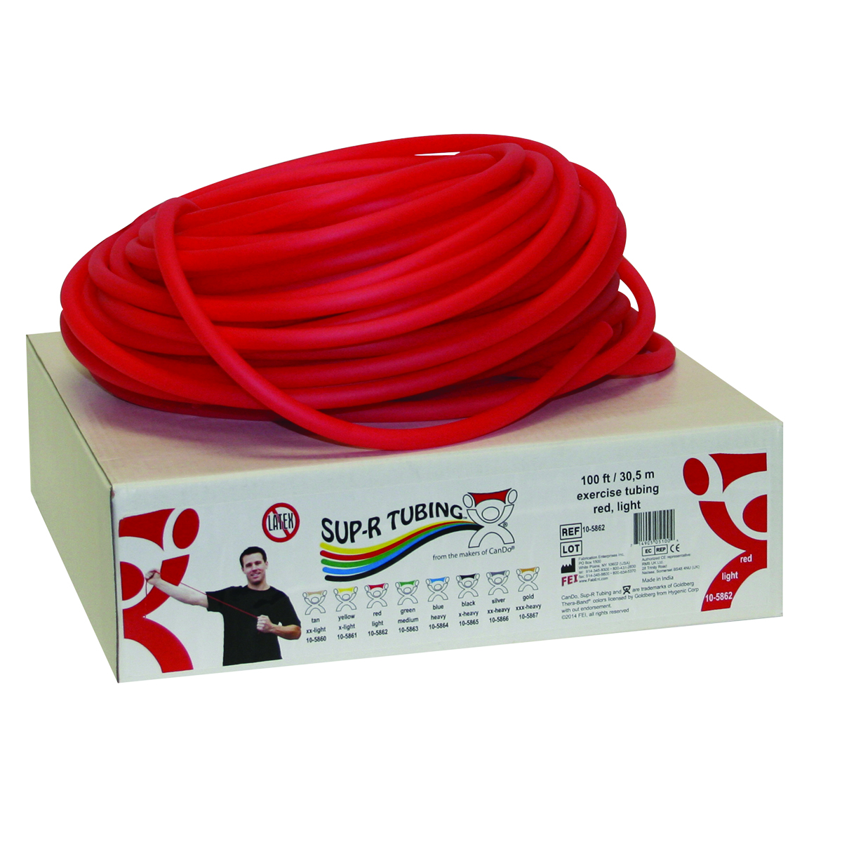 Sup-R Tubing - Latex Free Exercise Tubing - 100' dispenser roll - Red - light