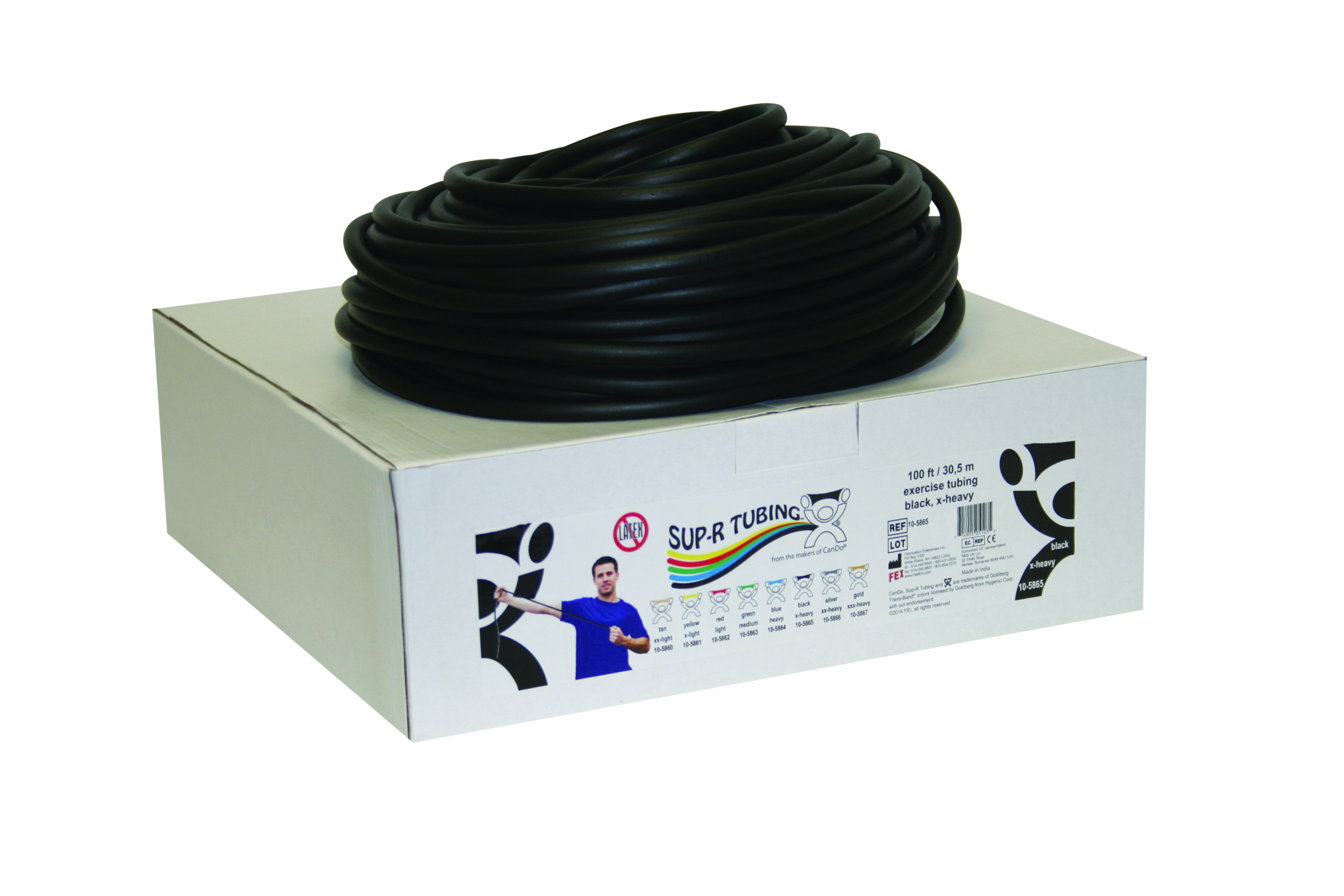 Sup-R Tubing - Latex Free Exercise Tubing - 100' dispenser roll - Black - x-heavy