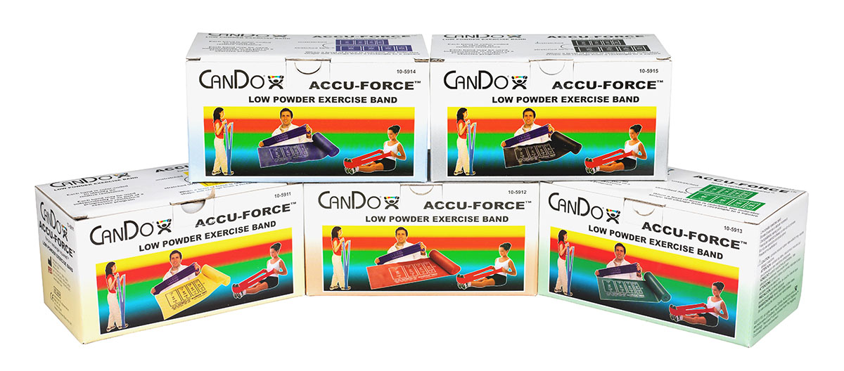 CanDo AccuForce Exercise Band - 6 yard rolls 5-piece set (1 each: yellow red green blue black)