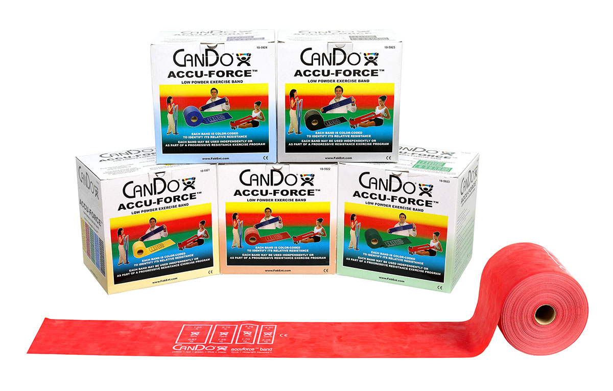 CanDo AccuForce Exercise Band - 50 yard rolls 5-piece set (1 each: yellow red green blue black)