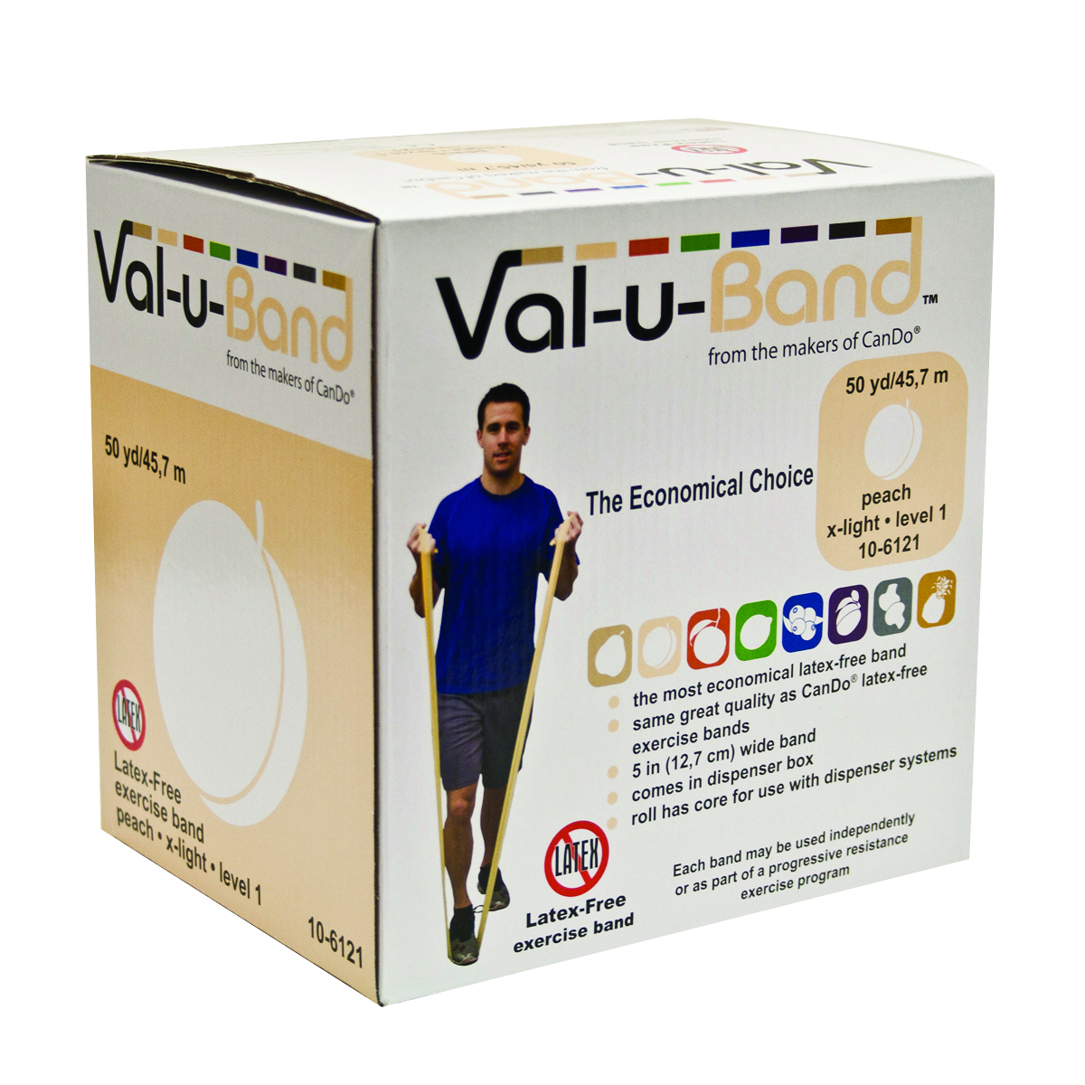 Val-u-Band Resistance Bands Dispenser Roll 50 Yds. Peach-Level 1/7 Latex-Free