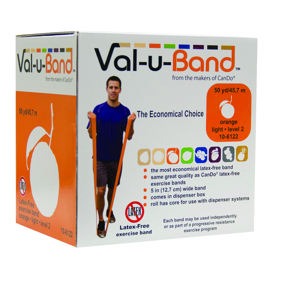 Val-u-Band Resistance Bands Dispenser Roll 50 Yds. Orange-Level 2/7 Latex-Free
