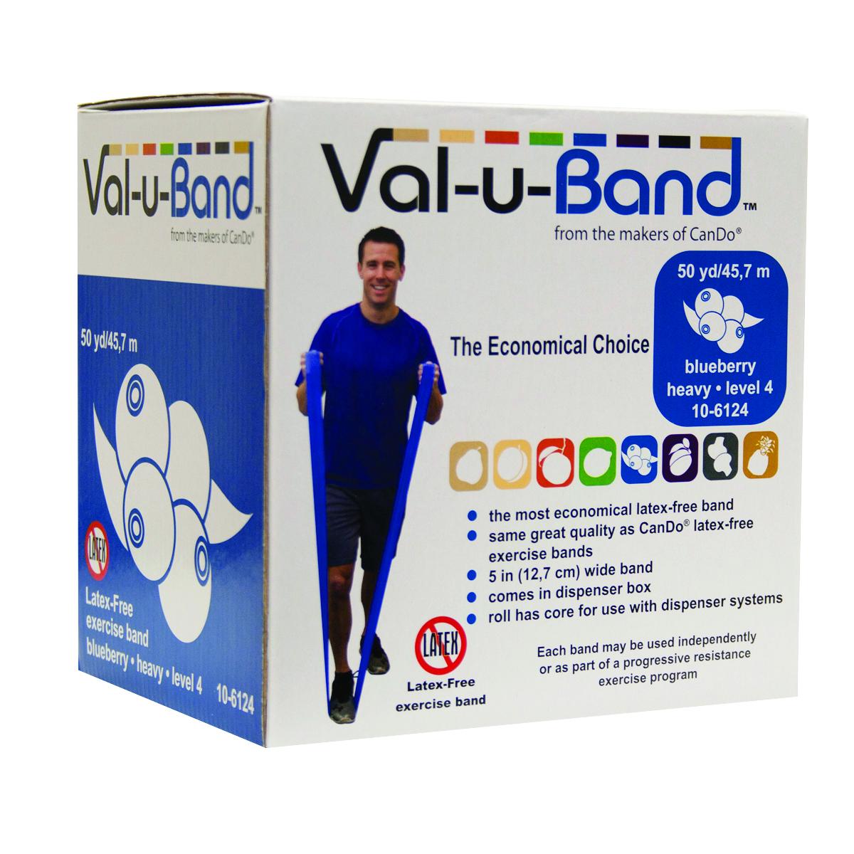 Val-u-Band Resistance Bands Dispenser Roll 50 Yds. Blueberry-Level 4/7 Latex-Free