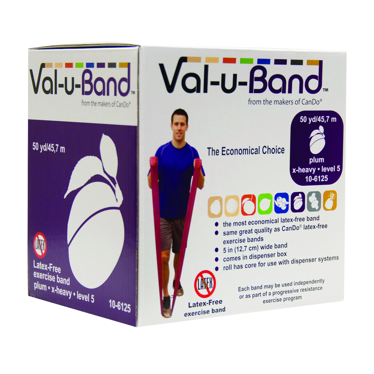 Val-u-Band Resistance Bands Dispenser Roll 50 Yds. Plum-Level 5/7 Latex-Free