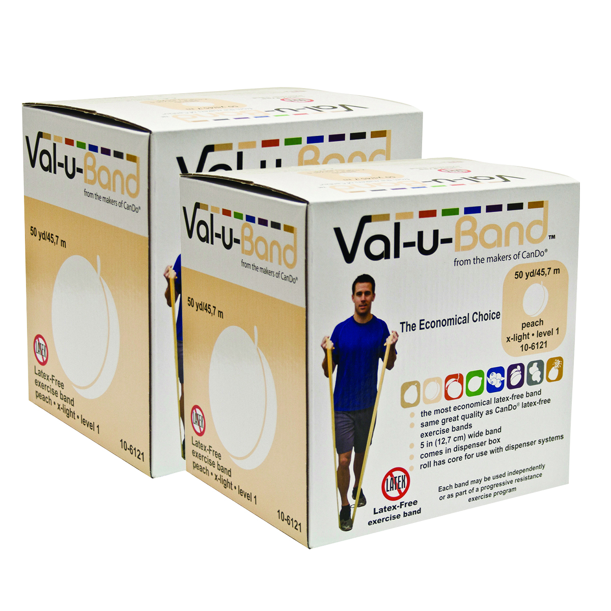 Val-u-Band Resistance Bands Dispenser Roll 100 Yds. (2 x 50 Yds.) Peach-Level 1/7 Latex-Free