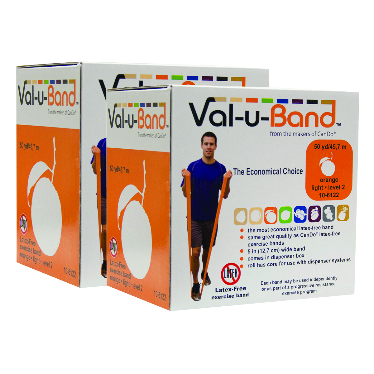 Val-u-Band Resistance Bands Dispenser Roll 100 Yds. (2 x 50 Yds.) Orange-Level 2/7 Latex-Free