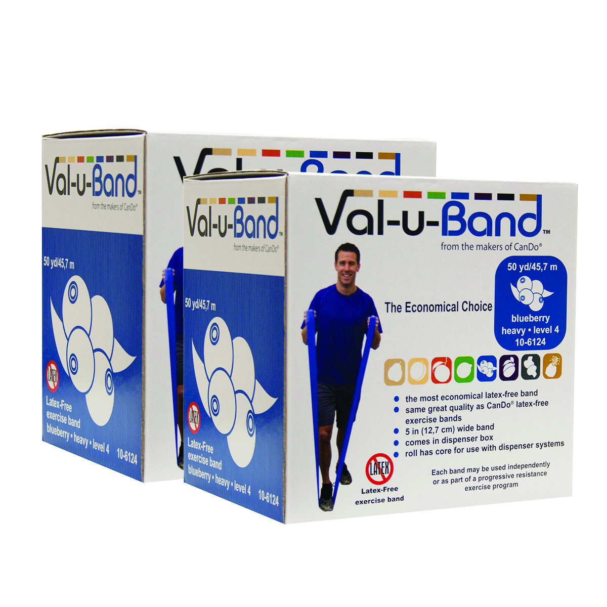 Val-u-Band Resistance Bands Dispenser Roll 100 Yds. (2 x 50 Yds.) Blueberry-Level 4/7 Latex-Free