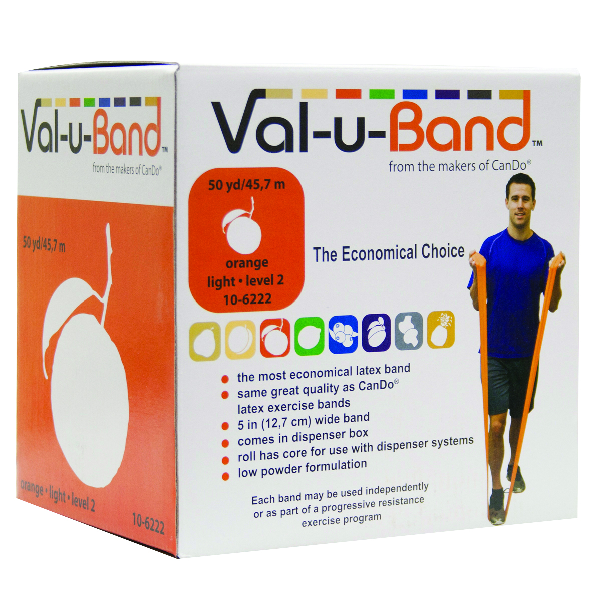 Val-u-Band Resistance Bands Dispenser Roll 50 Yds. Orange-Level 2/7 Contains Latex