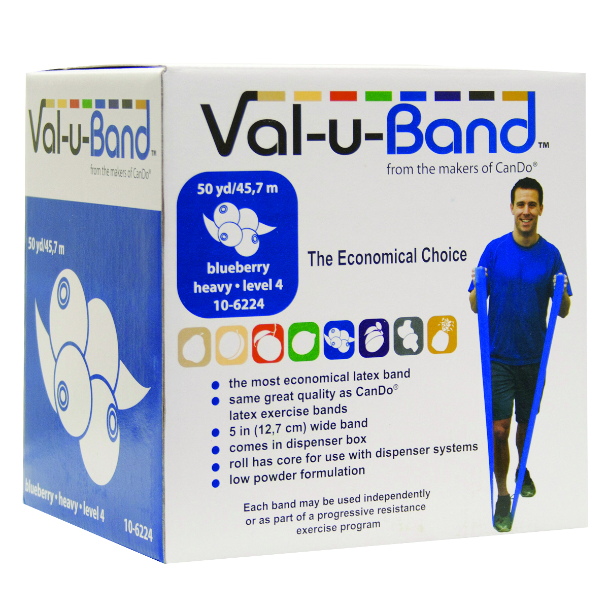 Val-u-Band Resistance Bands Dispenser Roll 50 Yds. Blueberry-Level 4/7 Contains Latex