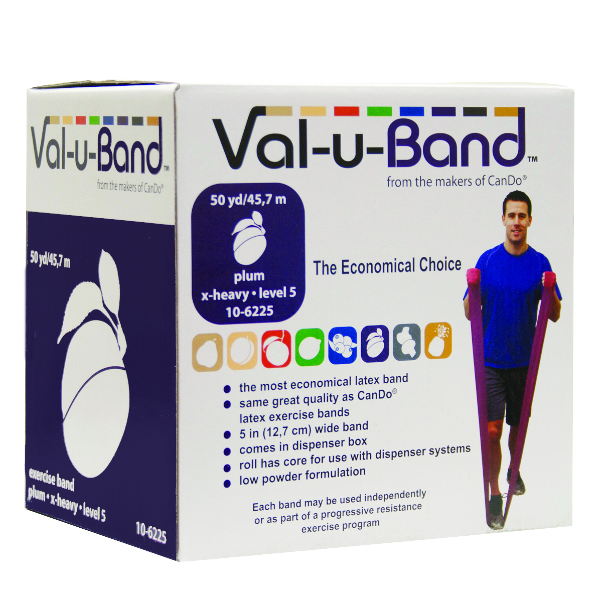 Val-u-Band Resistance Bands Dispenser Roll 50 Yds. Plum-Level 5/7 Contains Latex