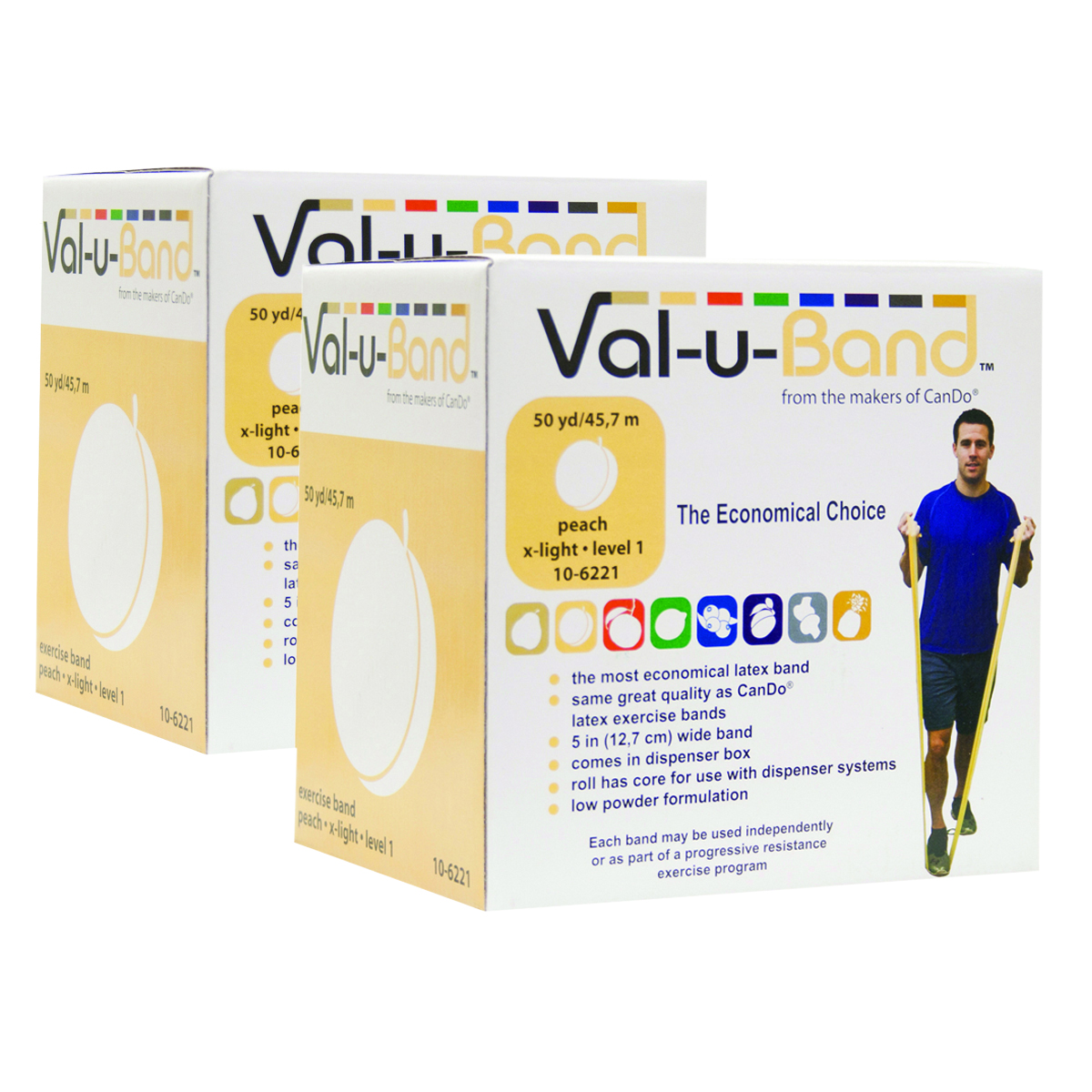 Val-u-Band Resistance Bands Dispenser Roll 100 yds. (2 x 50 Yds.) Peach-Level 1/7 Contains Latex