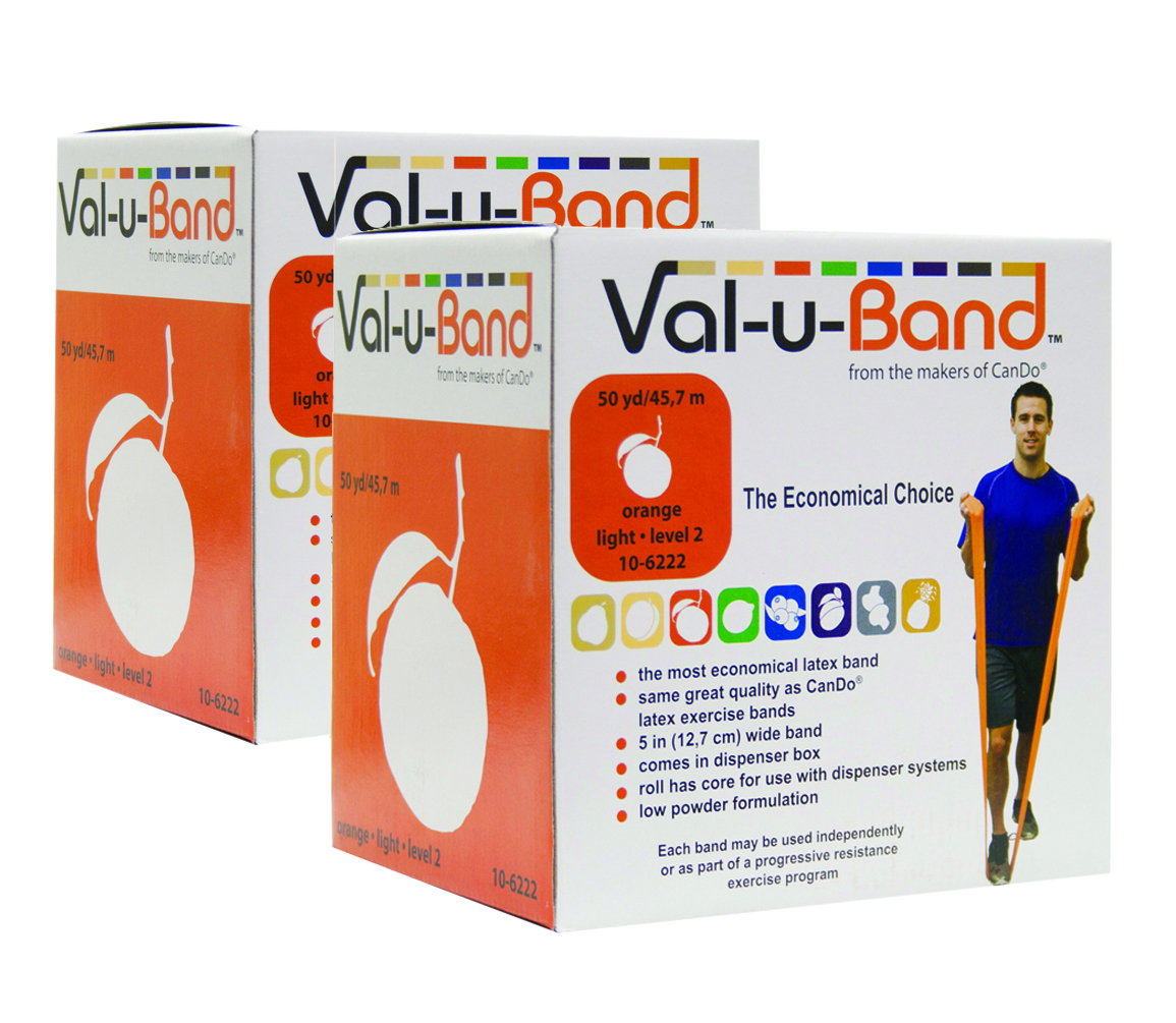 Val-u-Band Resistance Bands Dispenser Roll 100 Yds. (2 x 50 Yds.) Orange-Level 2/7 Contains Latex