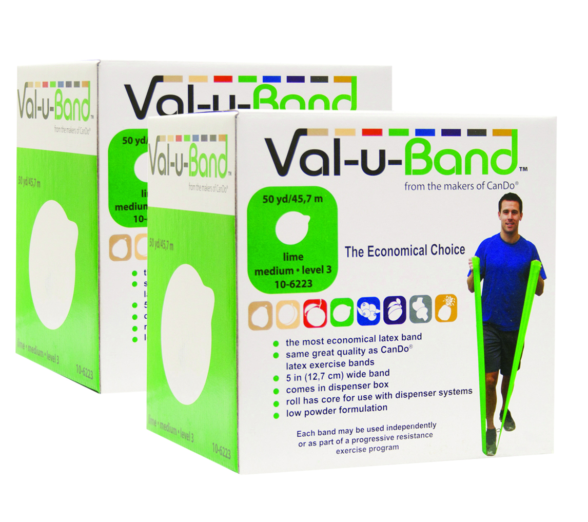 Val-u-Band Resistance Bands Dispenser Roll 100 Yds. (2 x 50 Yds.) Lime-Level 3/7 Contains Latex