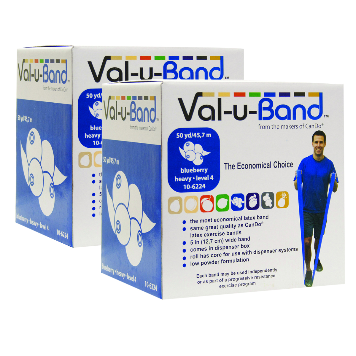 Val-u-Band Resistance Bands Dispenser Roll 100 Yds. (2 x 50 Yds.) Blueberry-Level 4/7 Contains Latex