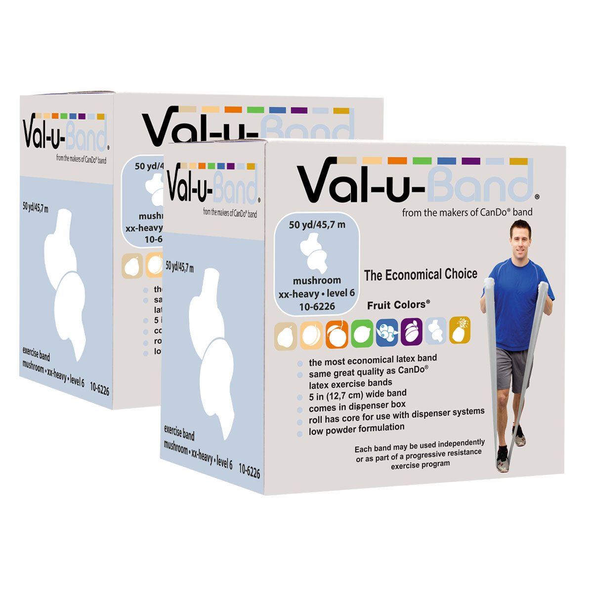 Val-u-Band Resistance Bands Dispenser Roll 100 Yds. (2 x 50 Yds.) Mushroom-Level 6/7 Contains Latex
