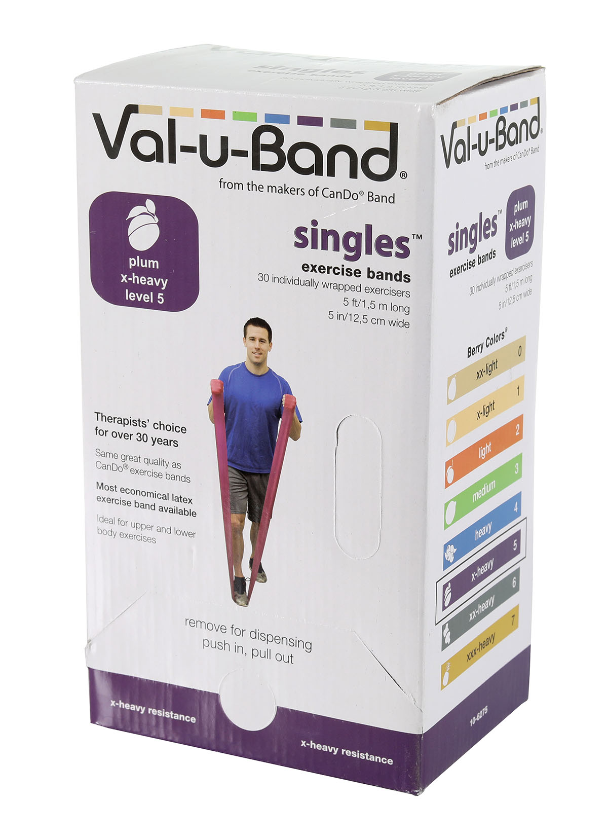 Val-u-Band Resistance Bands Pre-Cut Strip 5' Plum-Level 5/7 Case of 30 Contains Latex
