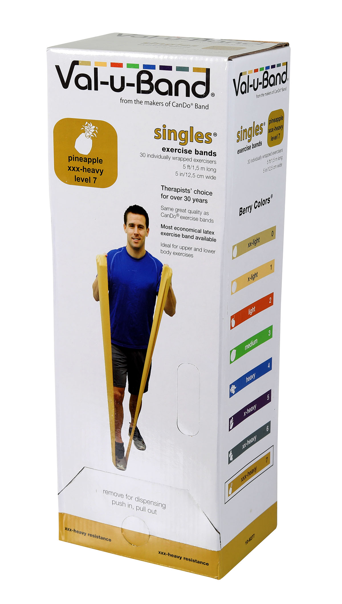 Val-u-Band Resistance Bands Pre-Cut Strip 5' Pineapple-Level 7/7 Case of 30 Contains Latex
