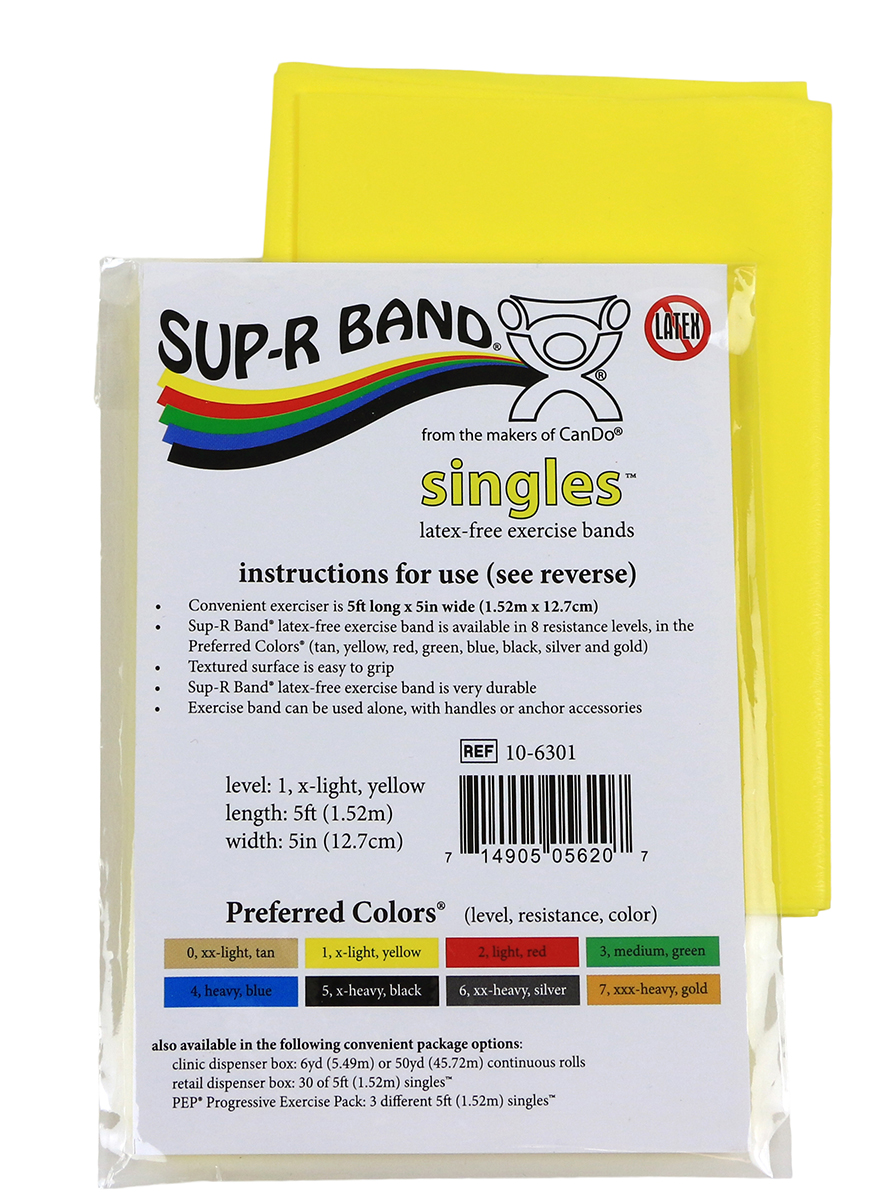Sup-R Band Latex Free Exercise Band - 5-foot Singles Yellow - x-light