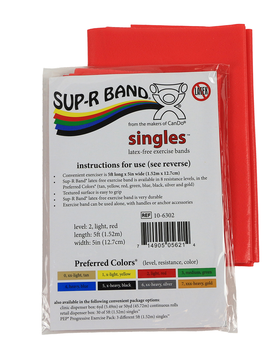 Sup-R Band Latex Free Exercise Band - 5 foot Singles Red - light