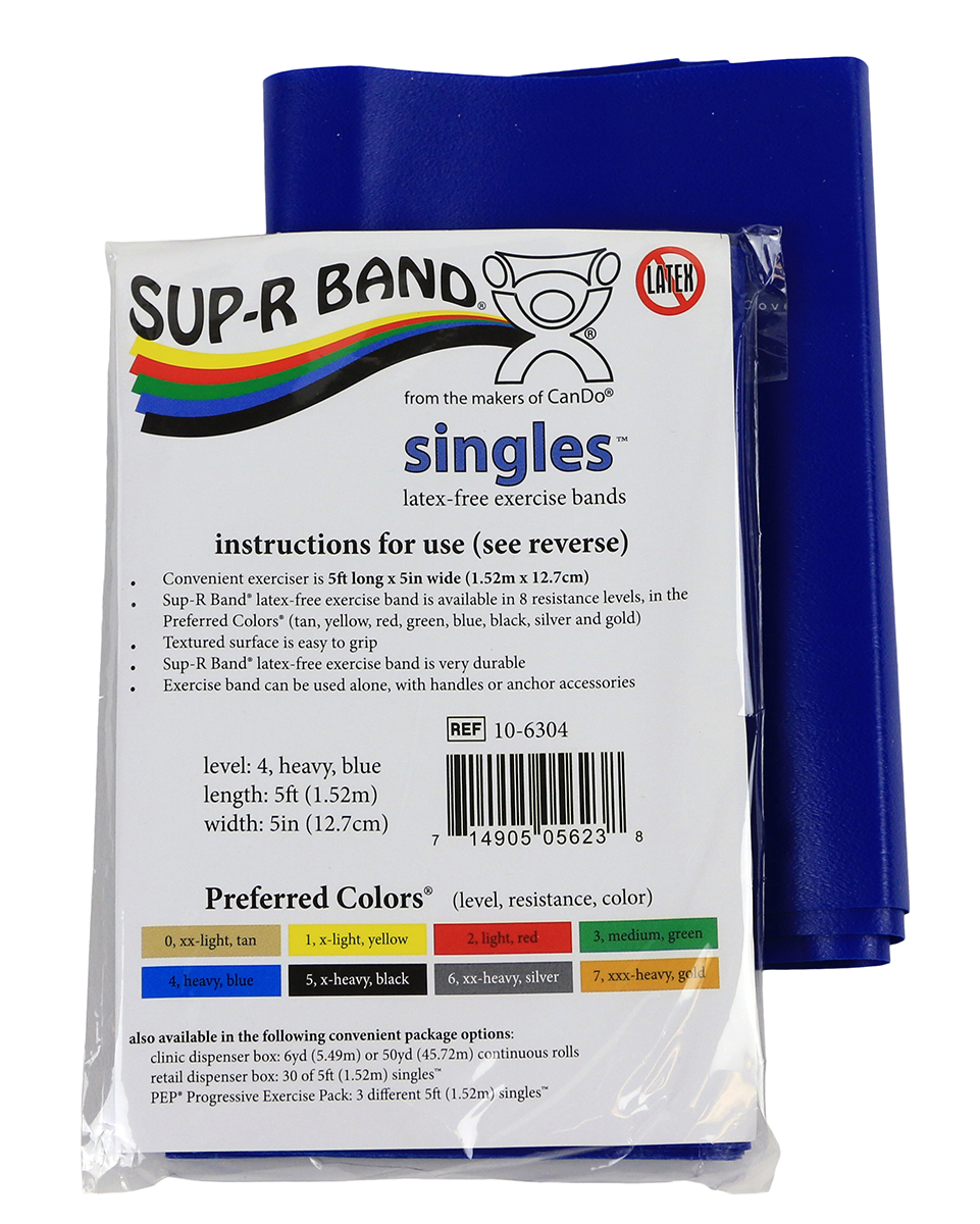 Sup-R Band Latex Free Exercise Band - 5 foot Singles Blue - heavy