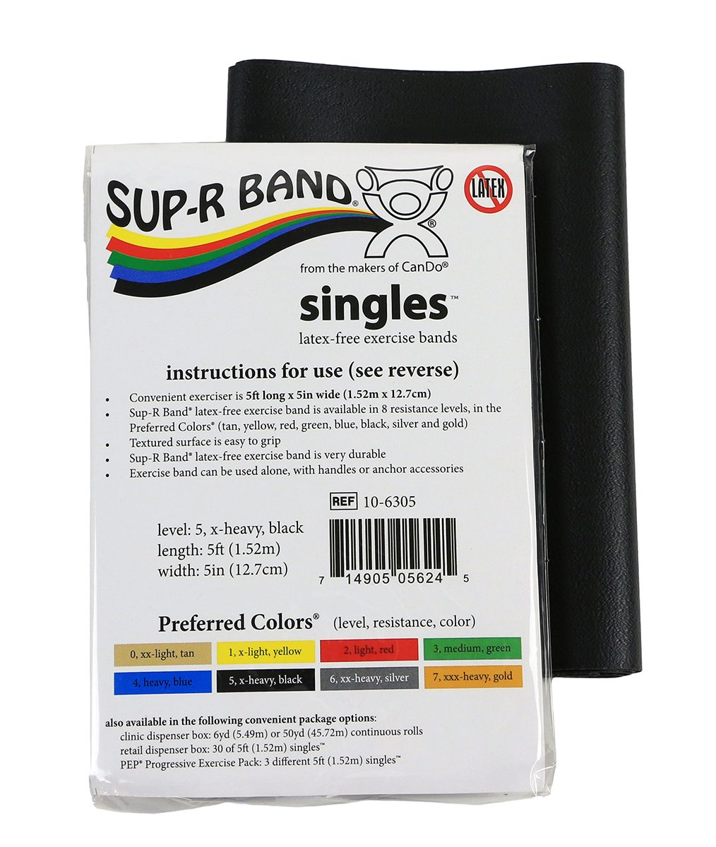 Sup-R Band Latex Free Exercise Band - 5 foot Singles Black - x-heavy
