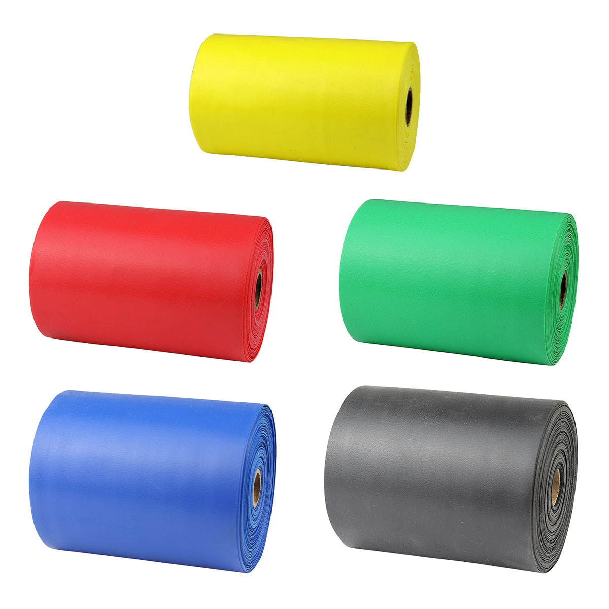 Sup-R Band Latex Free Exercise Band - 25 yard roll - 5-piece set (1 each: yellow red green blue black)