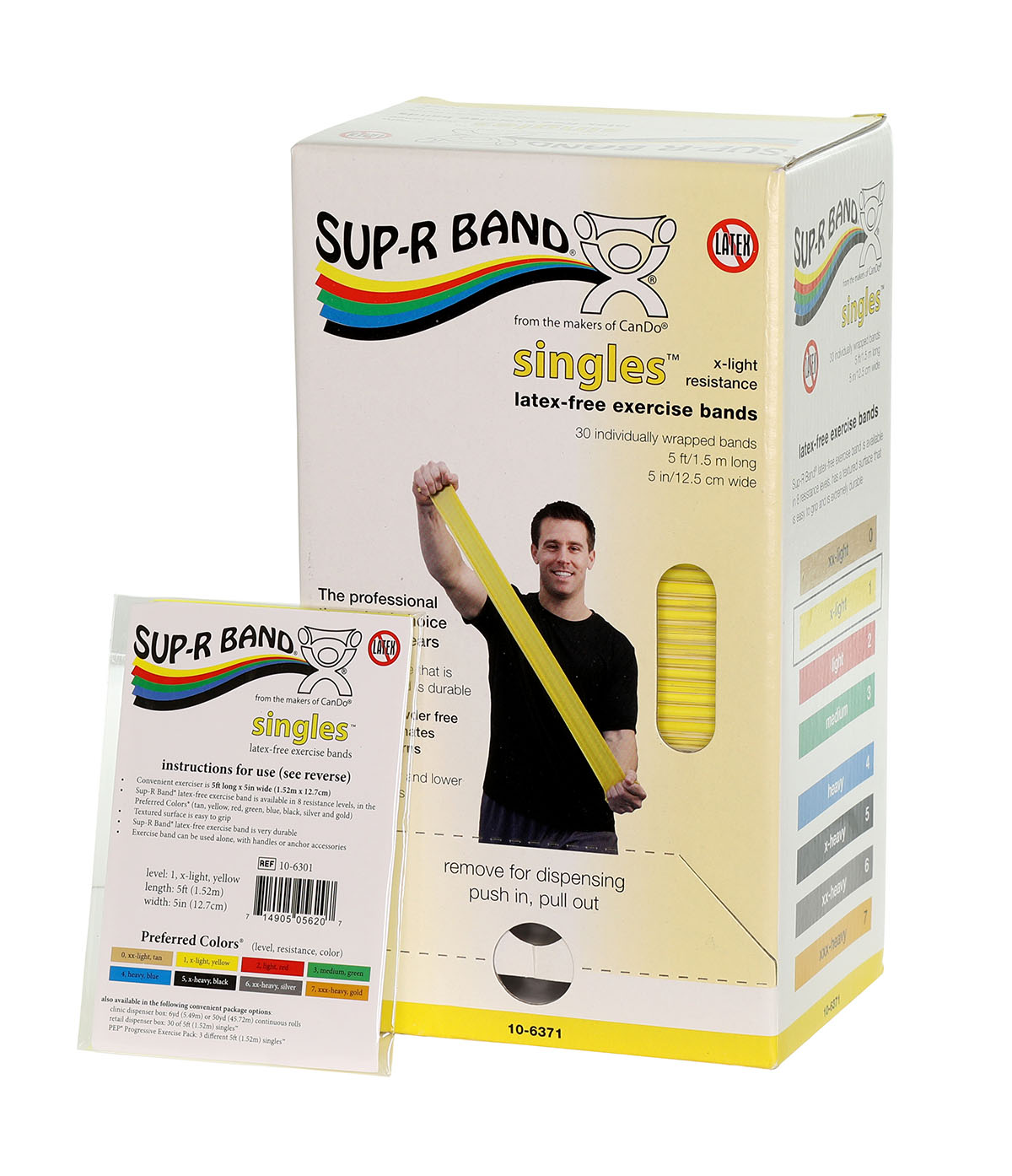 Sup-R Band latex-free 5-foot Singles 30 piece dispenser yellow