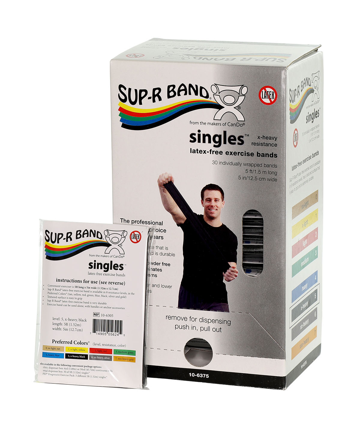 Sup-R Band latex-free 5-foot Singles 30 piece dispenser black