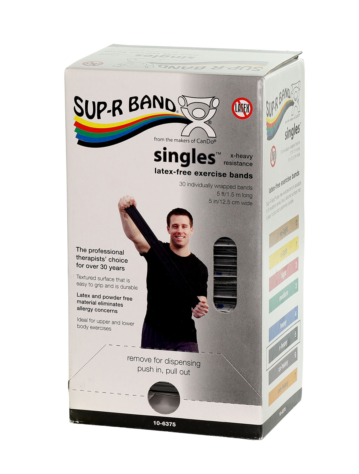 Sup-R band latex-free 5-foot Singles 30 piece dispenser black