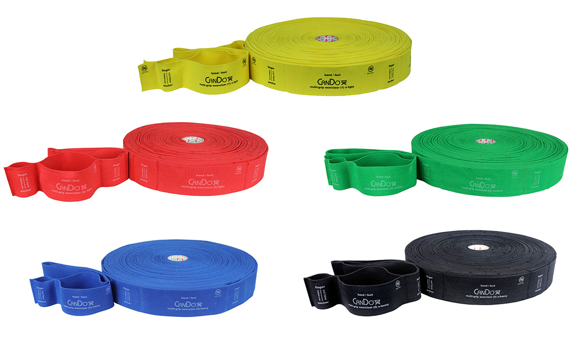 CanDo Multi-Grip Exerciser 30 yard set of 5 (1 ea: yellow through black)