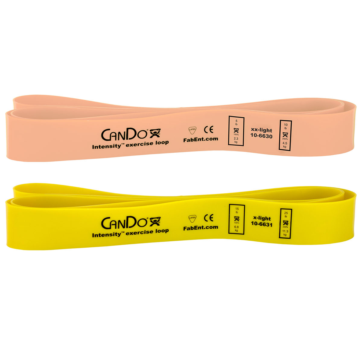 CanDo Intensity Loop Set of 2: Tan (XX-Light) 5 - 10 lb and Yellow (X-Light) 15 - 25 lb
