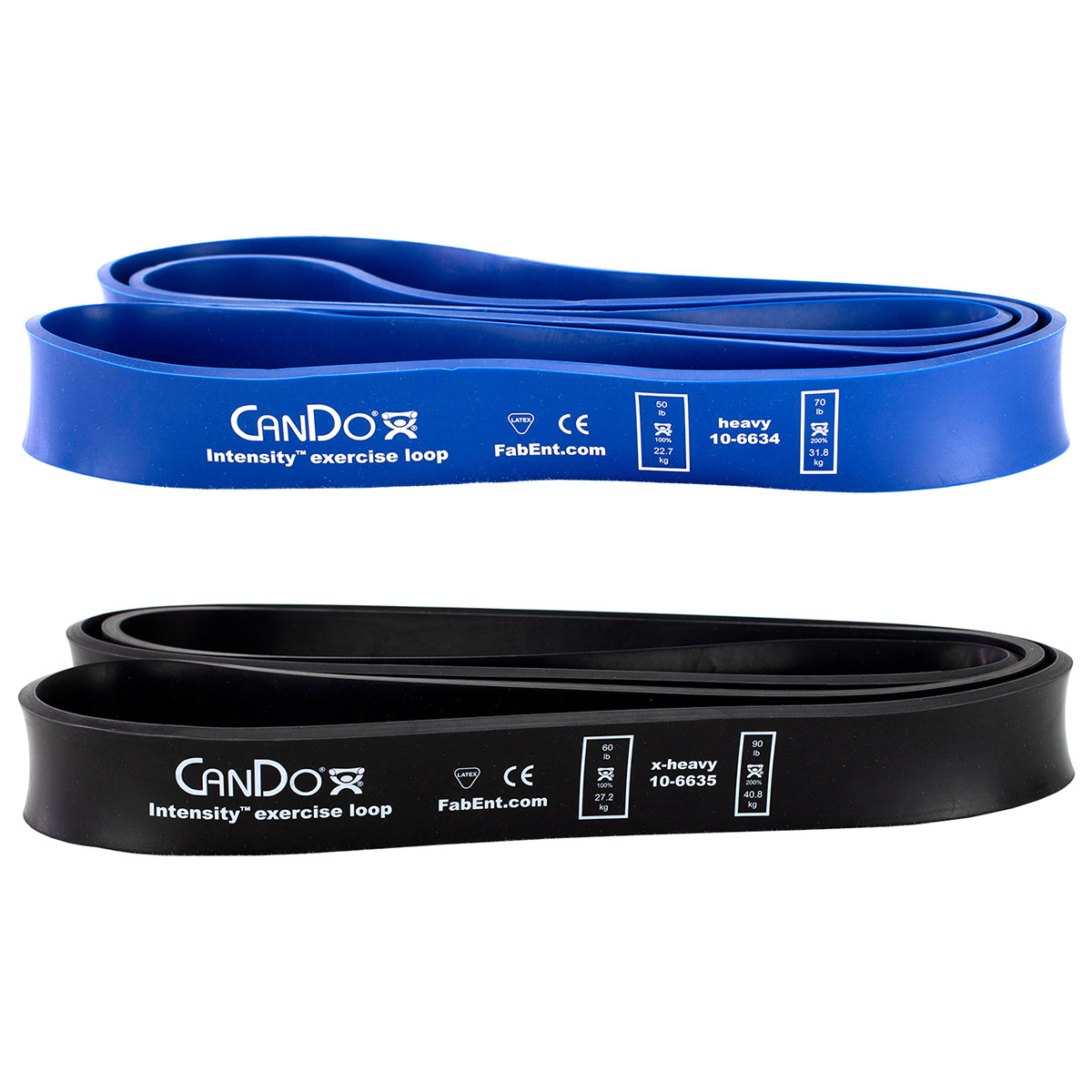 CanDo Intensity Loop Set of 2: Blue (Heavy) 50 - 70 lb and Black (X-Heavy) 60 - 90 lb