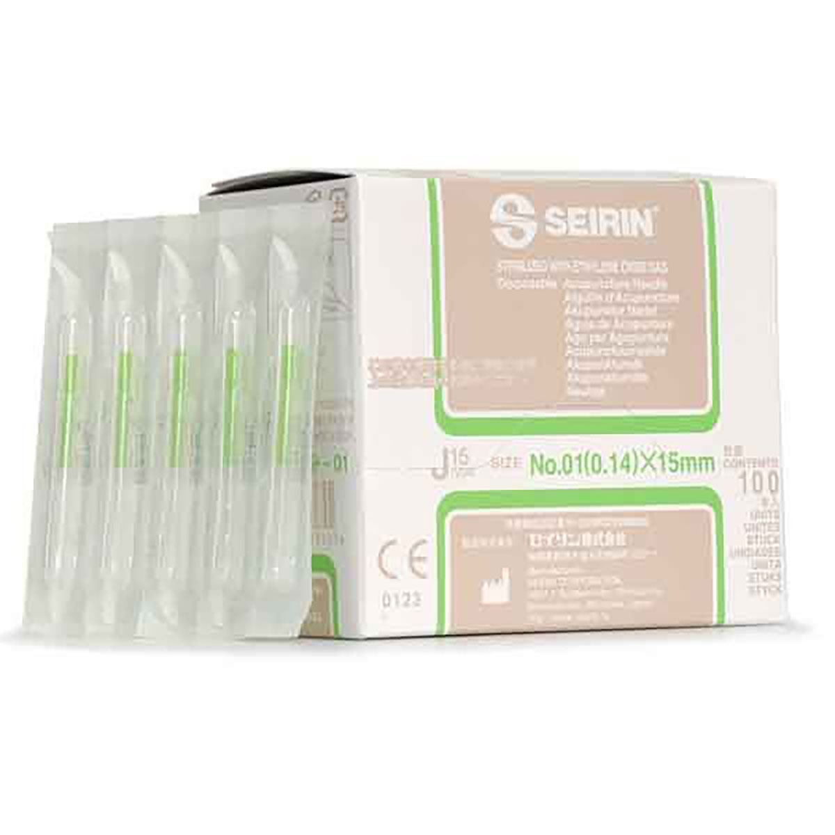SEIRIN J-15 Acupuncture Needles 0.12 x 15 mm Box of 100 Needles