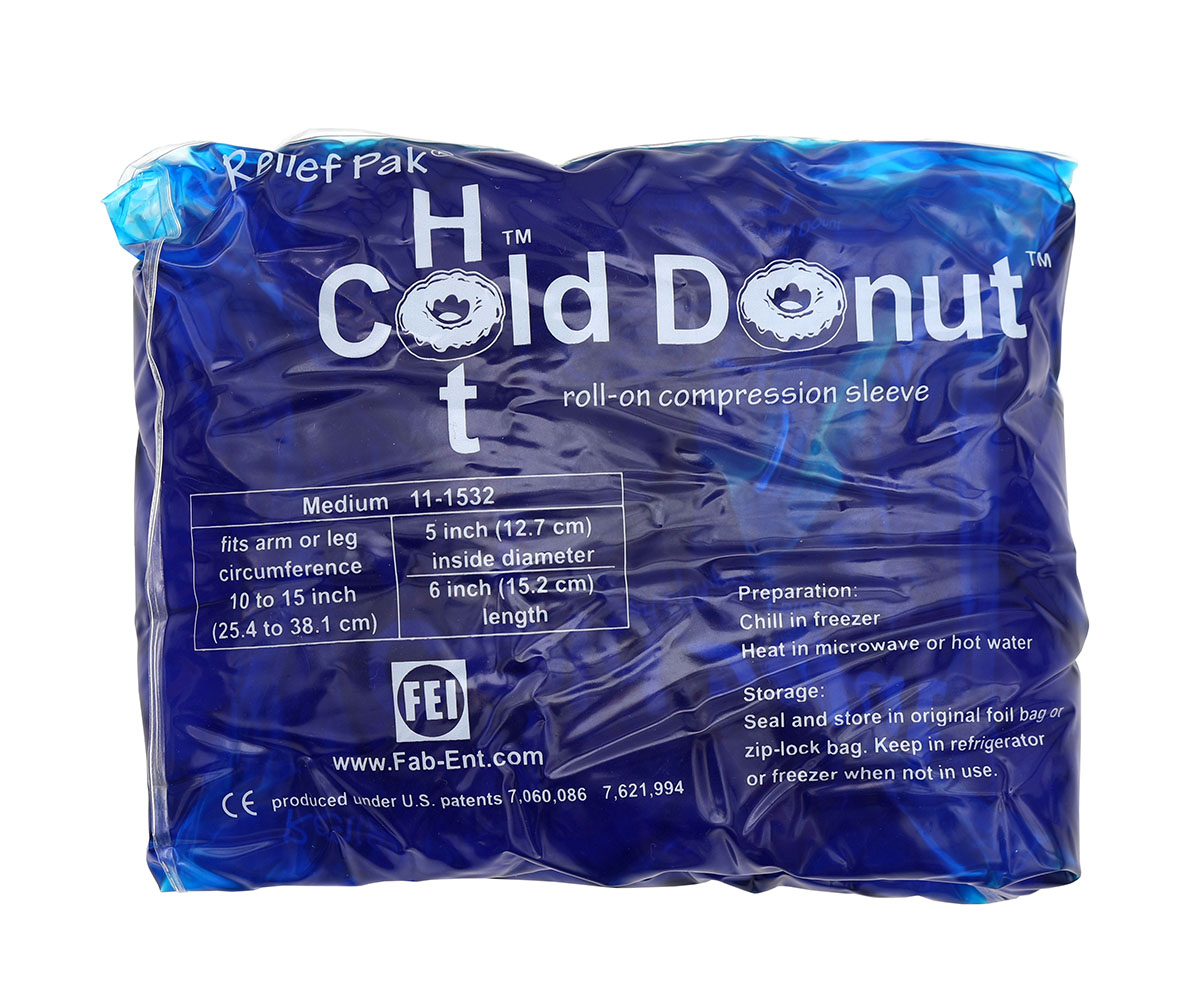 Relief Pak Cold n' Hot Donut Compression Sleeve - medium (for 10-15 circumference) - Case of 10