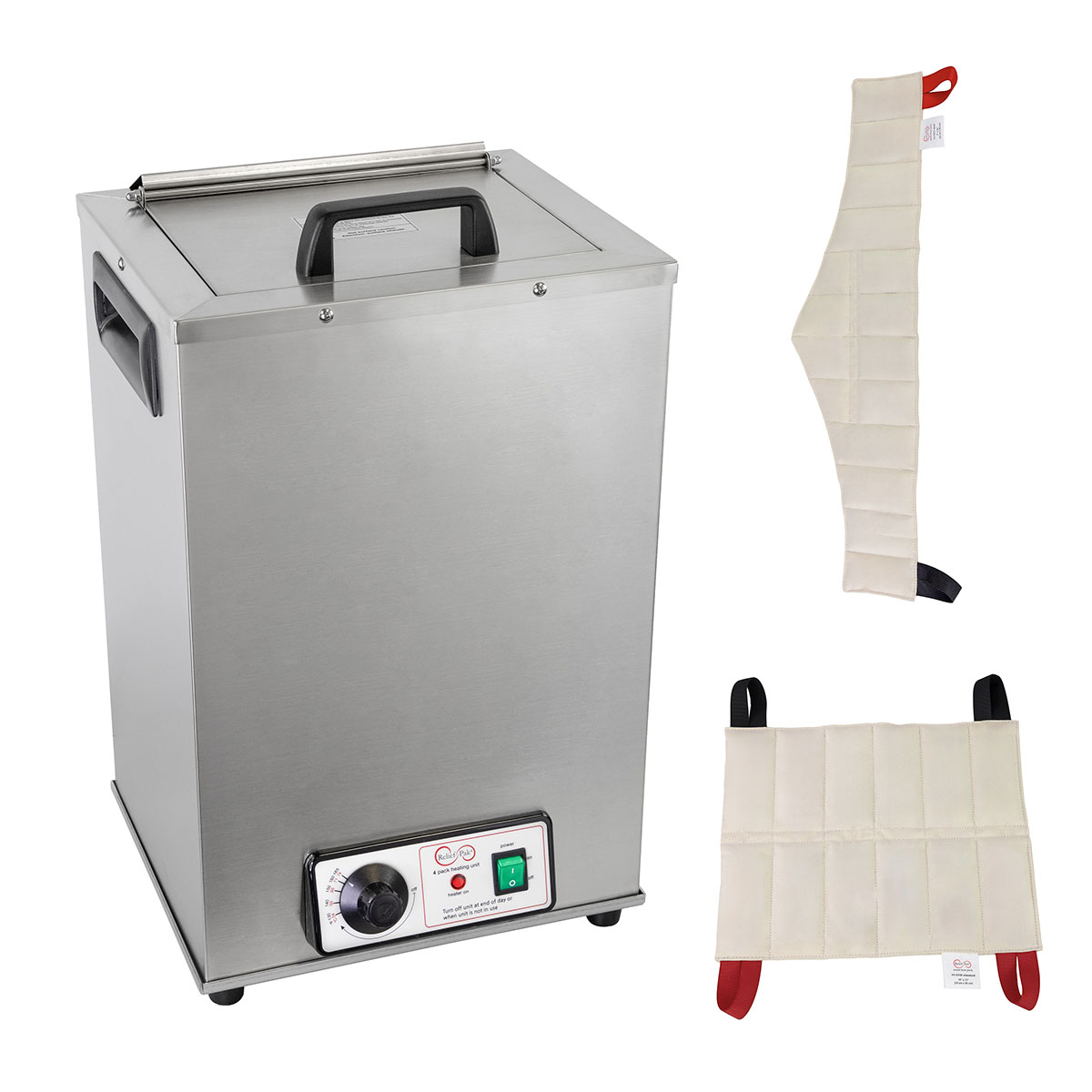 Relief Pak Heating Unit with Metal Top 4-Pack Capacity Stationary with (3) Standard and (1) Neck Pack 110V