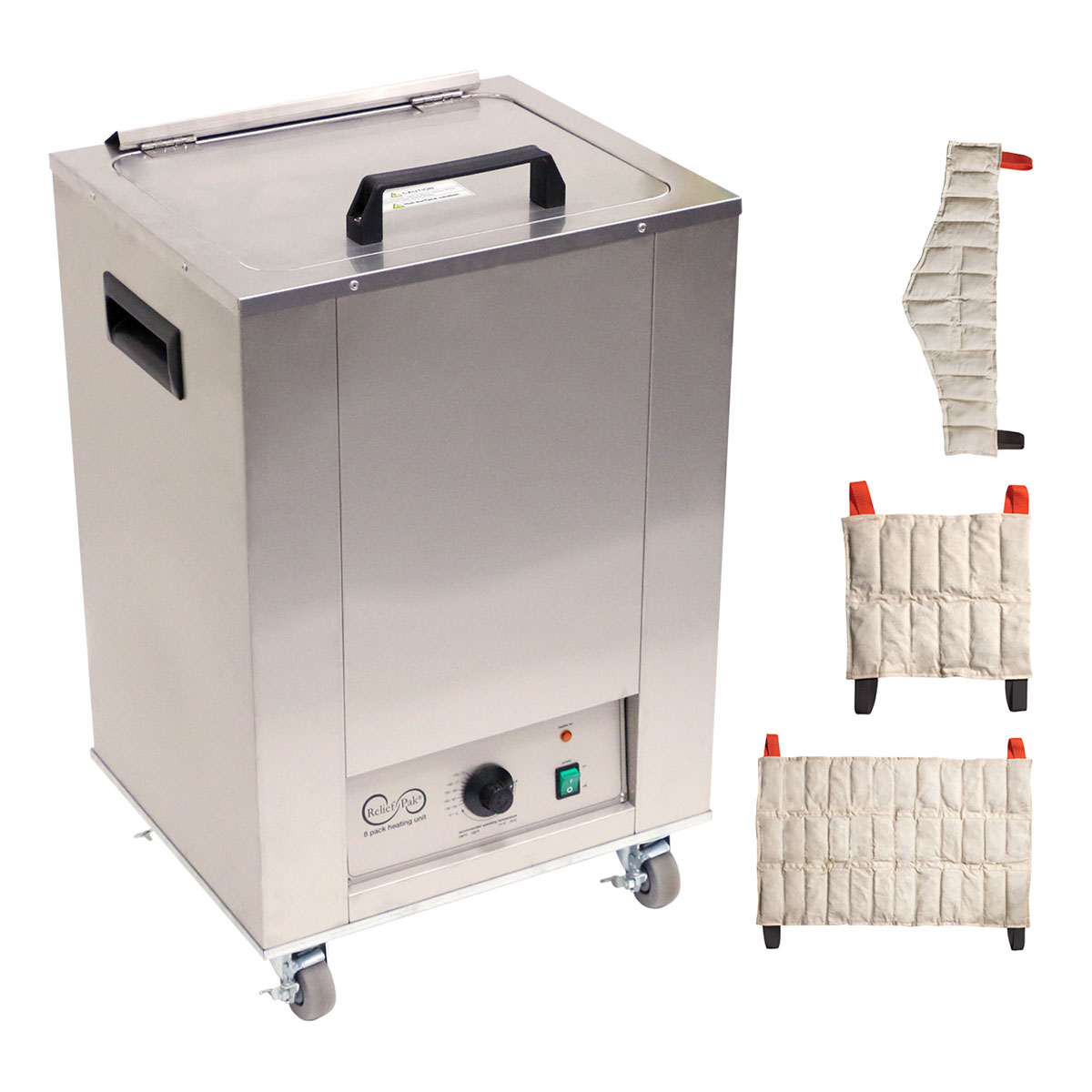 Relief Pak Heating Unit 8-Pack Capacity Mobile with (2) Standard (2) Neck (2) Oversize Packs 110V